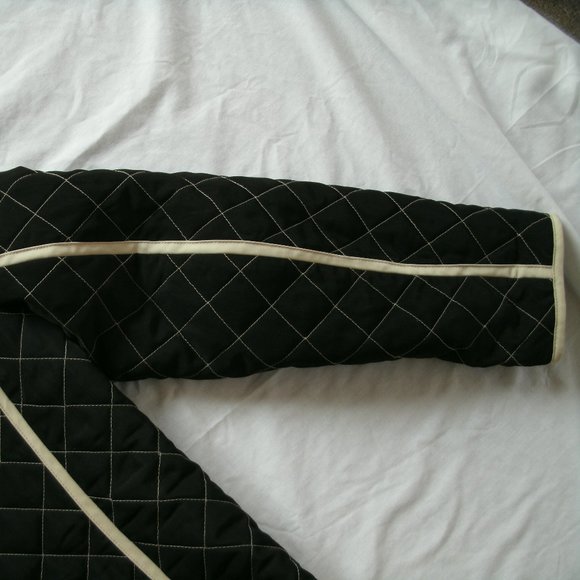 Utex Design Womens Jacket Quilted Black Tan Coat Zipper Polyester Nylon Medium - Picture 12 of 12